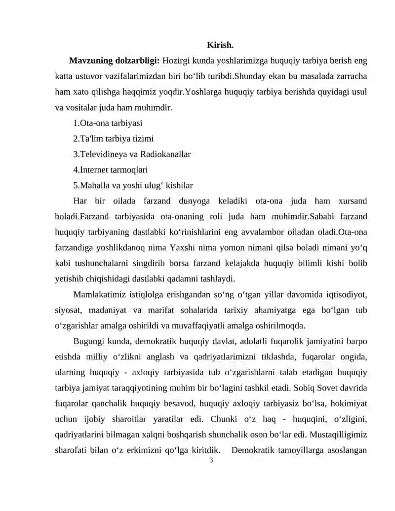 Oilada bolalarni huquqiy va siyosiy ruhda tarbiyalashning shakl, metod va vositalari 3