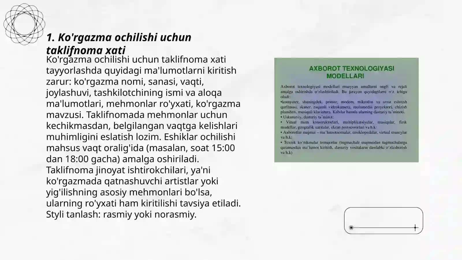 Ko'rgazma ochilishi uchun taklifnoma xati 3