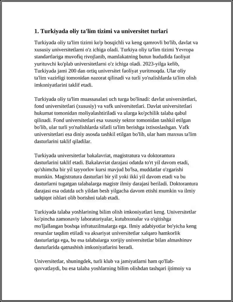 TURKIYADA TALABA YOSHLARNING BILIM OLISHI VA DAM OLISH IMKONIYATLARI 3