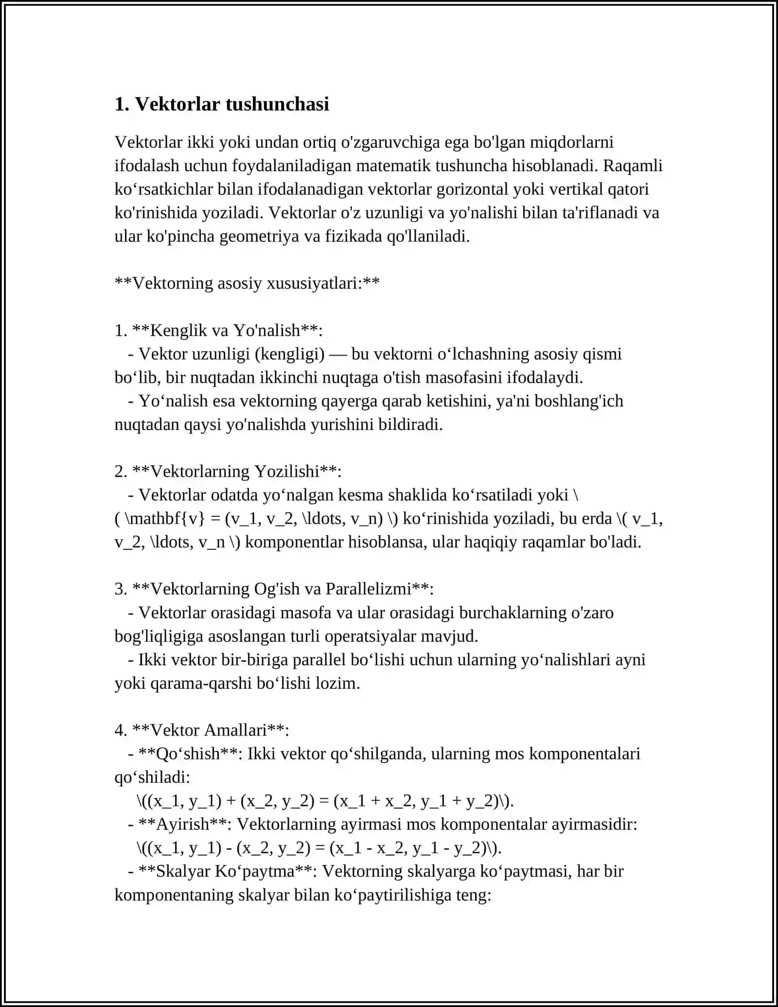 VEKTORLAR VA ULAR USTIDA AMALLAR 3
