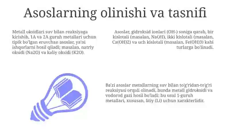 Asoslarning olinishi va xossalari 3