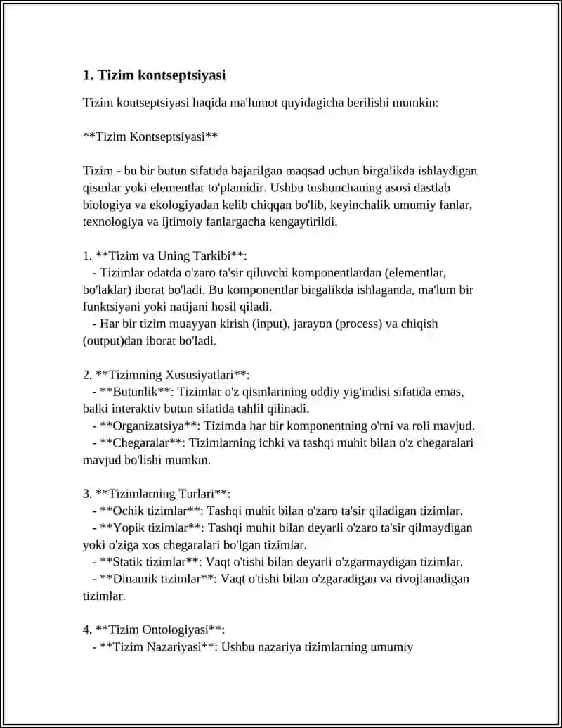 TIZIMNING KONTSEPTUAL MODELINI QURISH VA UNI SHAKLLANTIRISH 3