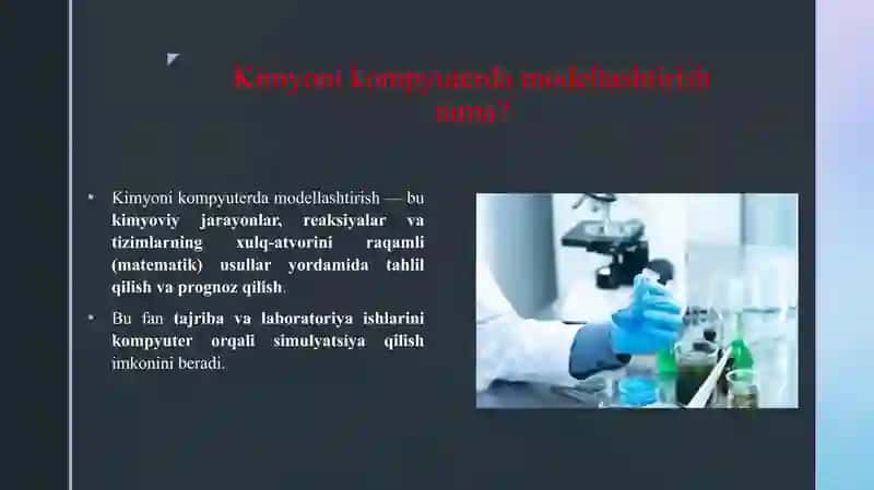 KIMYONI KOMPYUTERDA MODELLASHTIRISH FANIGA KIRISH 3