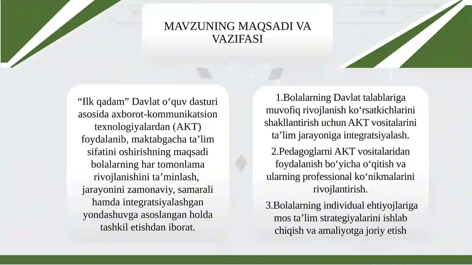 “ILK QADAM" DAVLAT O‘QUV DASTURI ASOSIDA AXBOROT KOMMUNIKATSION TEXNOLOGIYALARDAN FOYDALANIB, TA'LIM SIFATINI OSHIRISH YO'LLARI 3