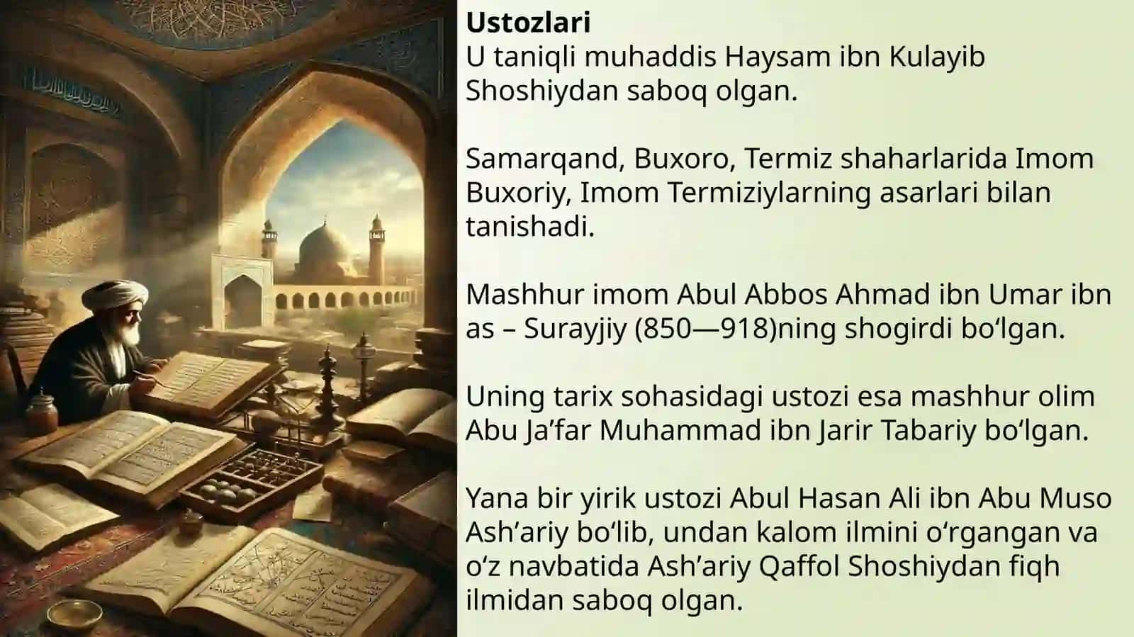 QAFFOL ASH SHOSHIY O‘RTA OSIYOLIK BUYUK ALLOMA 3