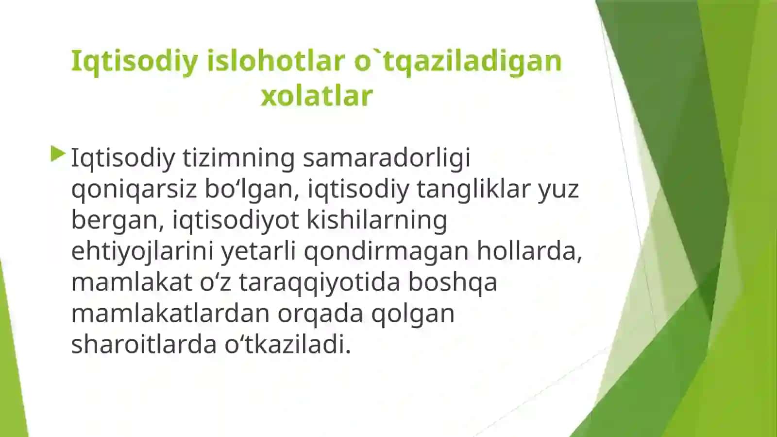 O'zbekiston iqtisodiy islohotlarning bosqichlari, asosiy axborotlar va vazifalari 3