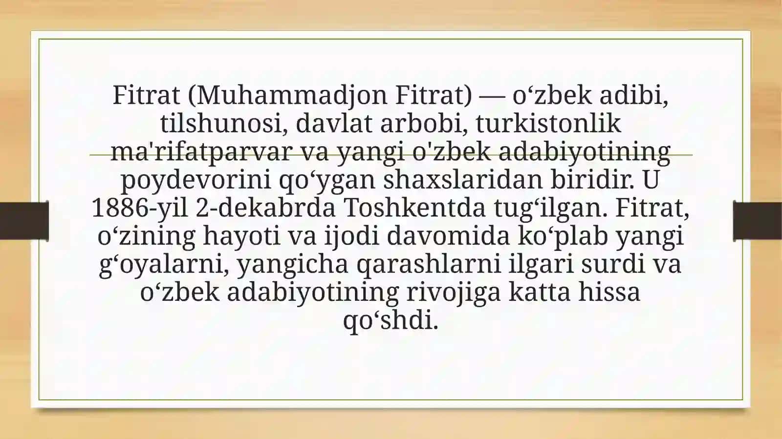 A.Fitratning ,,Rahbari najot risolasidagi ,,Baxtsiz odamlarning ikki toifasi “ga qarashlari bo’yicha. 3