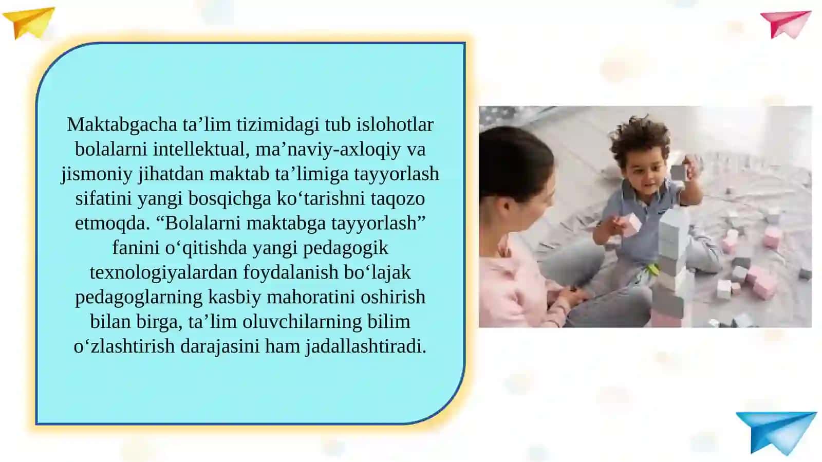 Bolalarni maktabga tayyorlash fanini o‘qitish metodikasi fanini o‘qitishda yangi pedagogik texnologiyalardan foydalanish 3