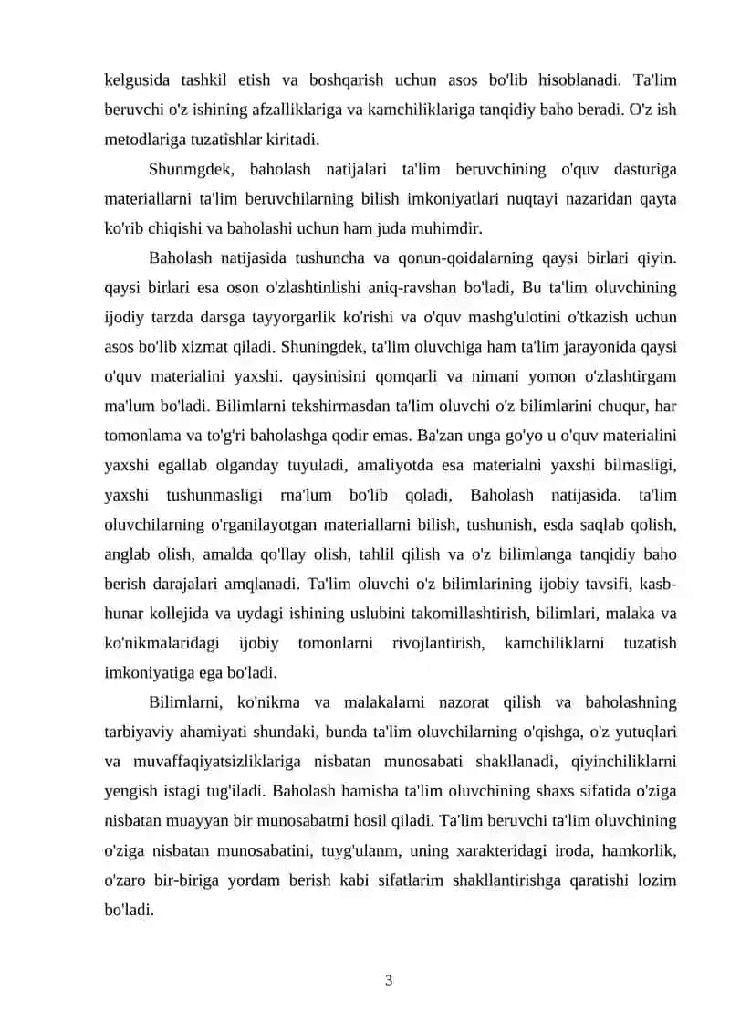 O’quvchilarning bilimini nazorat qilish va baholashdavòyin mashqlar va masalalardan foydalanish 3