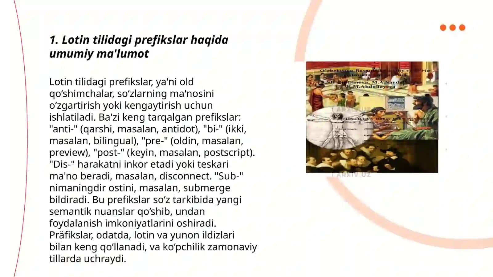 Perfiksatsiya. Lotin va yunon perfiks ( old qoʻshimch) lari 3