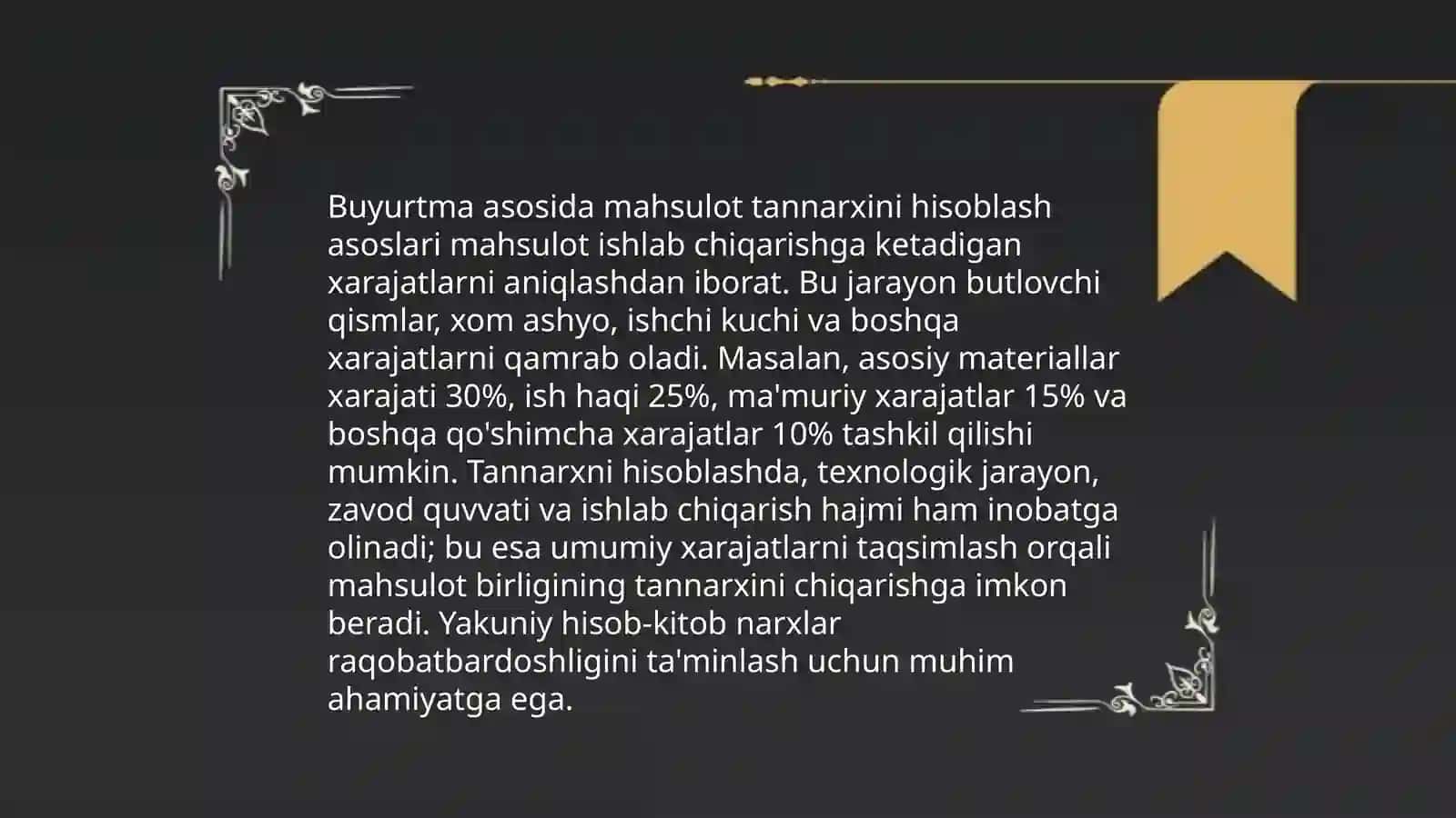 Mahsulot tannarxini kalkulatsiya qilishning buyurtmali usuli 3