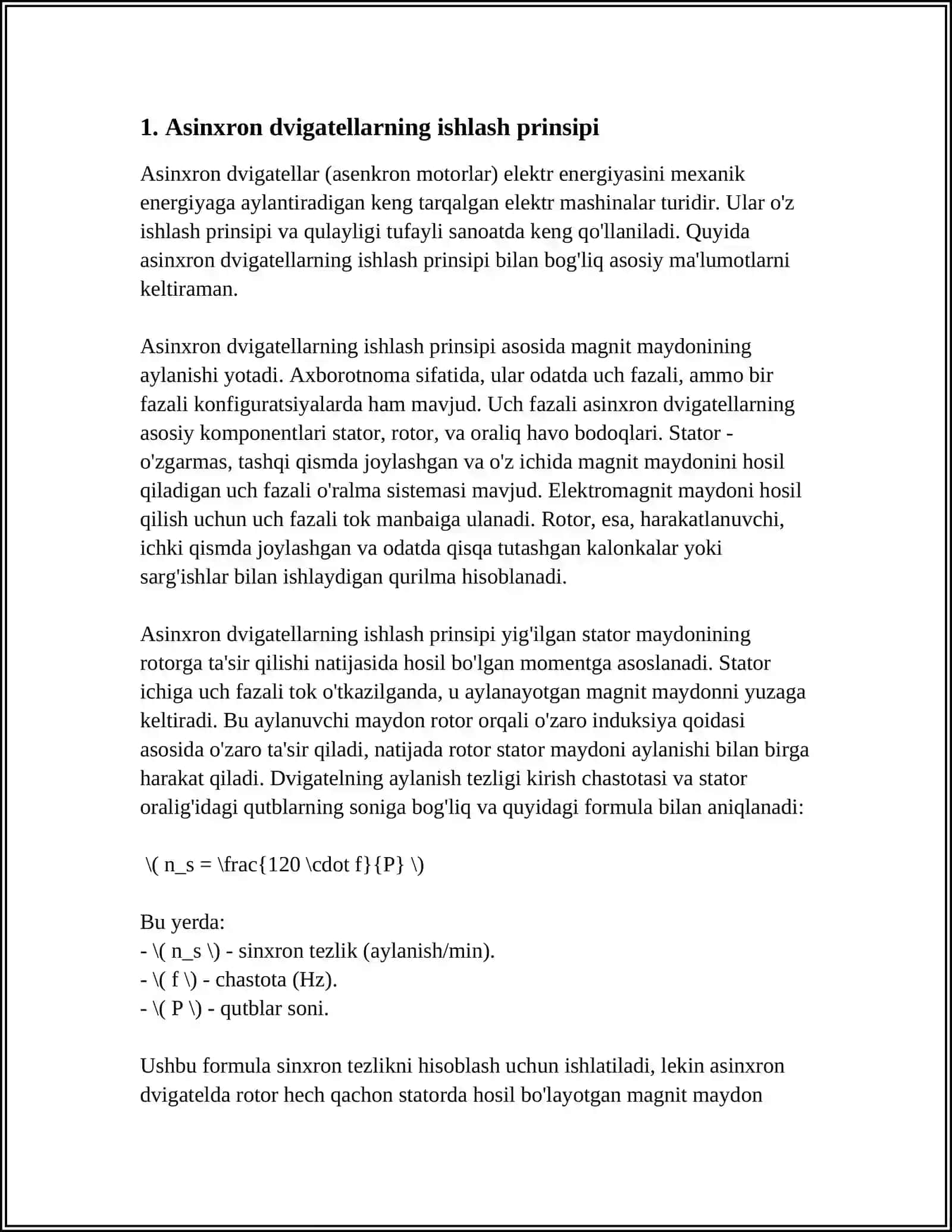 ROTIRI QISQA TUTASHGAN ASINXRON DVIGATELLAR 3