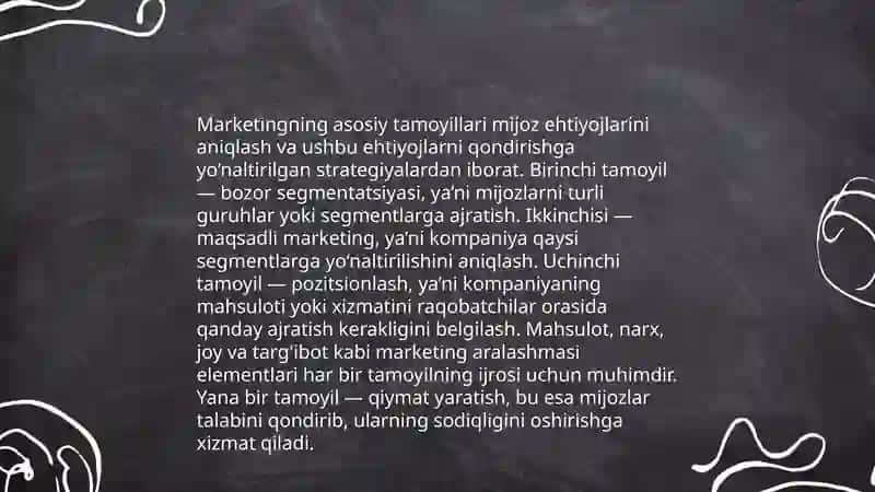 Marketingning asosiy tamoyillari, vazifalari, funksiyalari va turlari 3