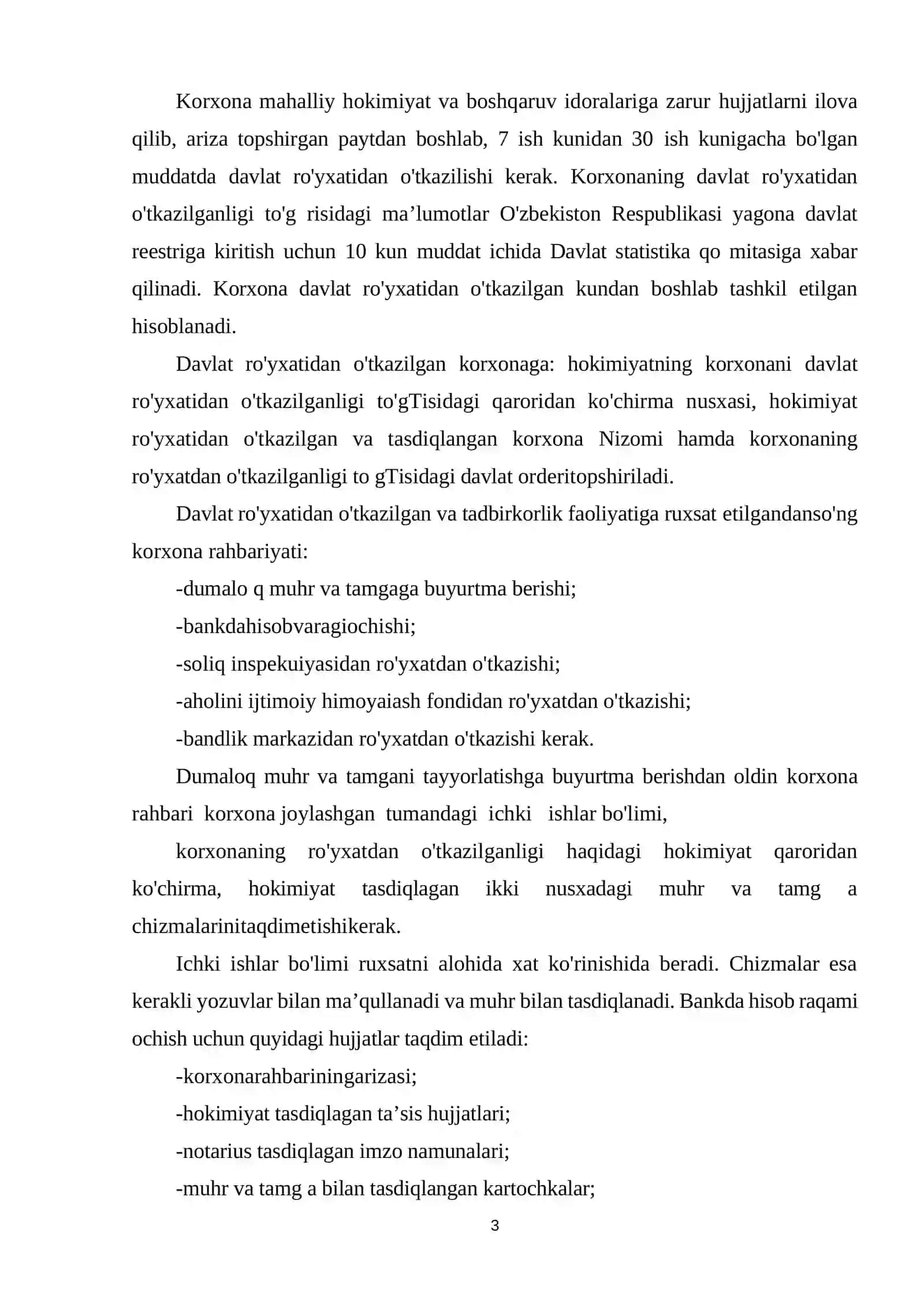 Kоrхоnani tashkil etishning xuquqiy asоslari va tamоyillari 3