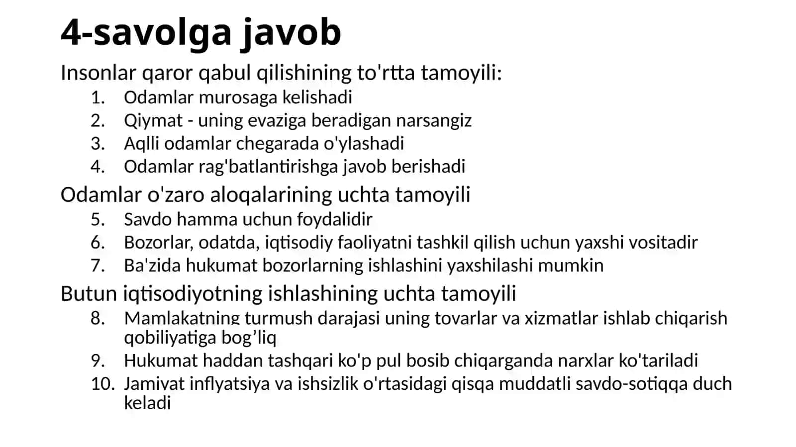 Amaliyot Iqtisodiyotning 10 tamoyili 3