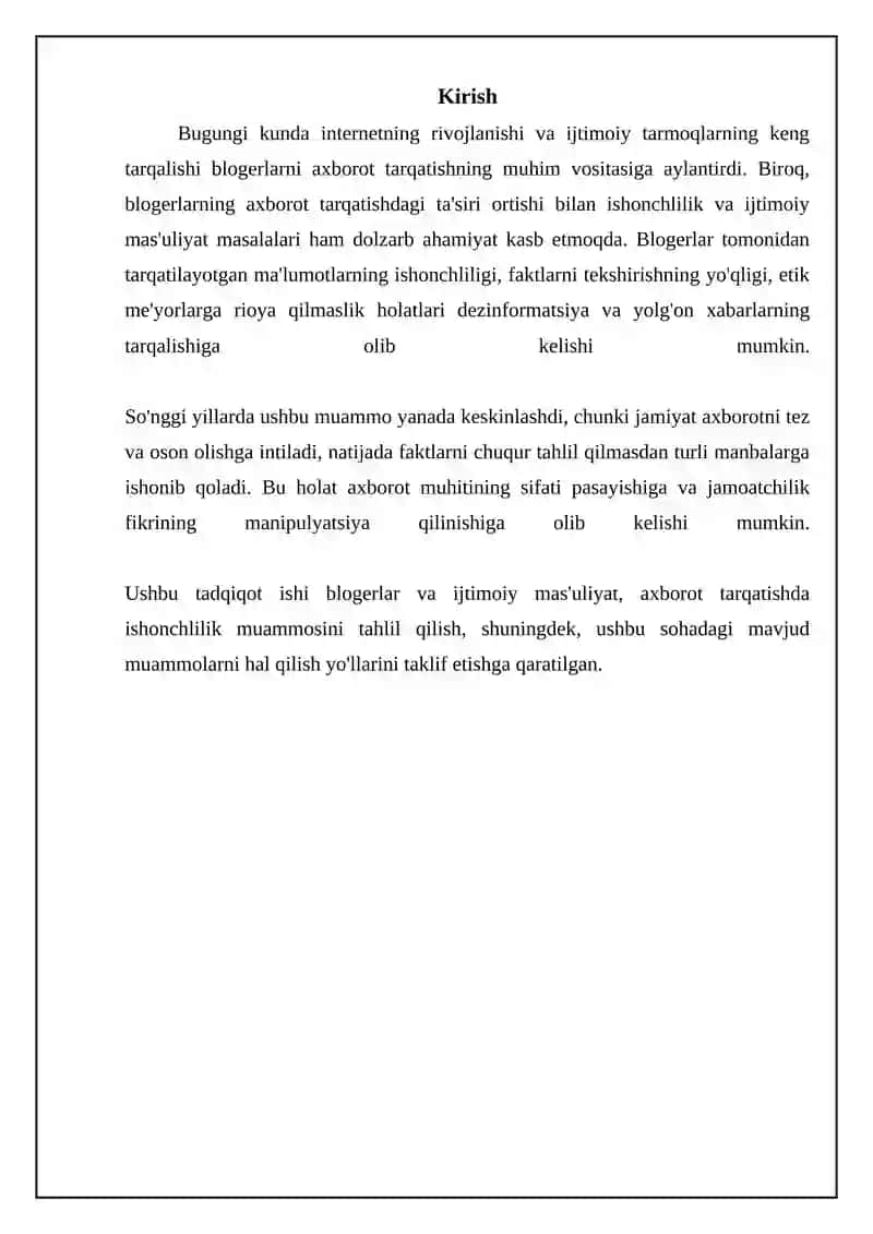 Blogerlar va ijtimoiy mas’uliyat: axborot tarqatishda ishonchlilik muammosi 3