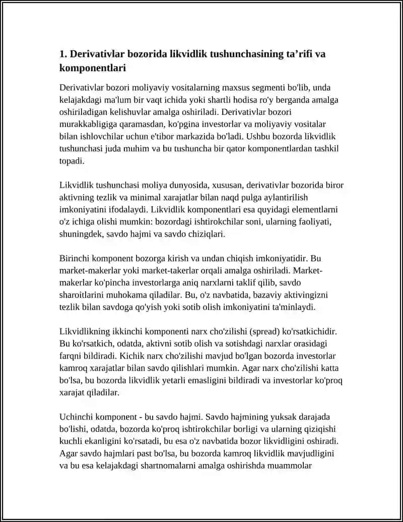 DERIVATIVLAR BOZORIDA LIKVIDLIK TUSHUNCHASI VA UNING AHAMIYATI 3