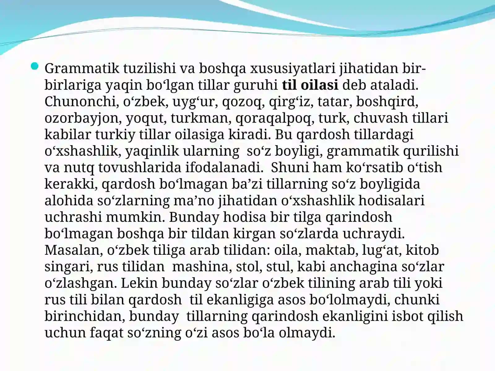 DUNYO TILLARI VA TILLAR TASNIFI 3