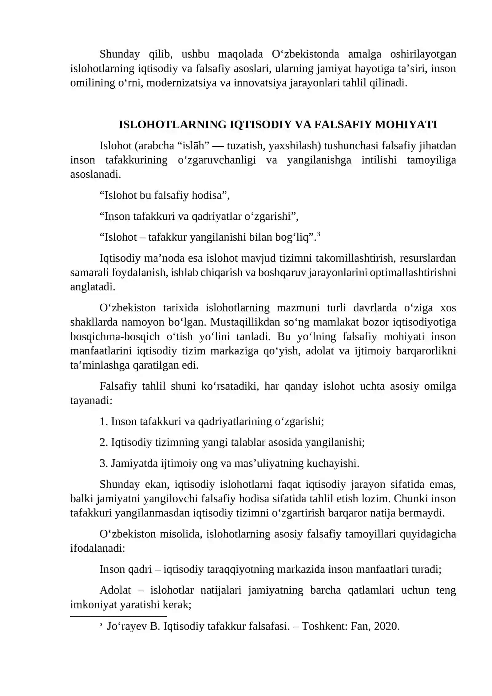 O‘ZBEKISTONDA OLIB BORILAYOTGAN ISLOHOTLARNING IQTISODIY-FALSAFIY ASOSLARI 3