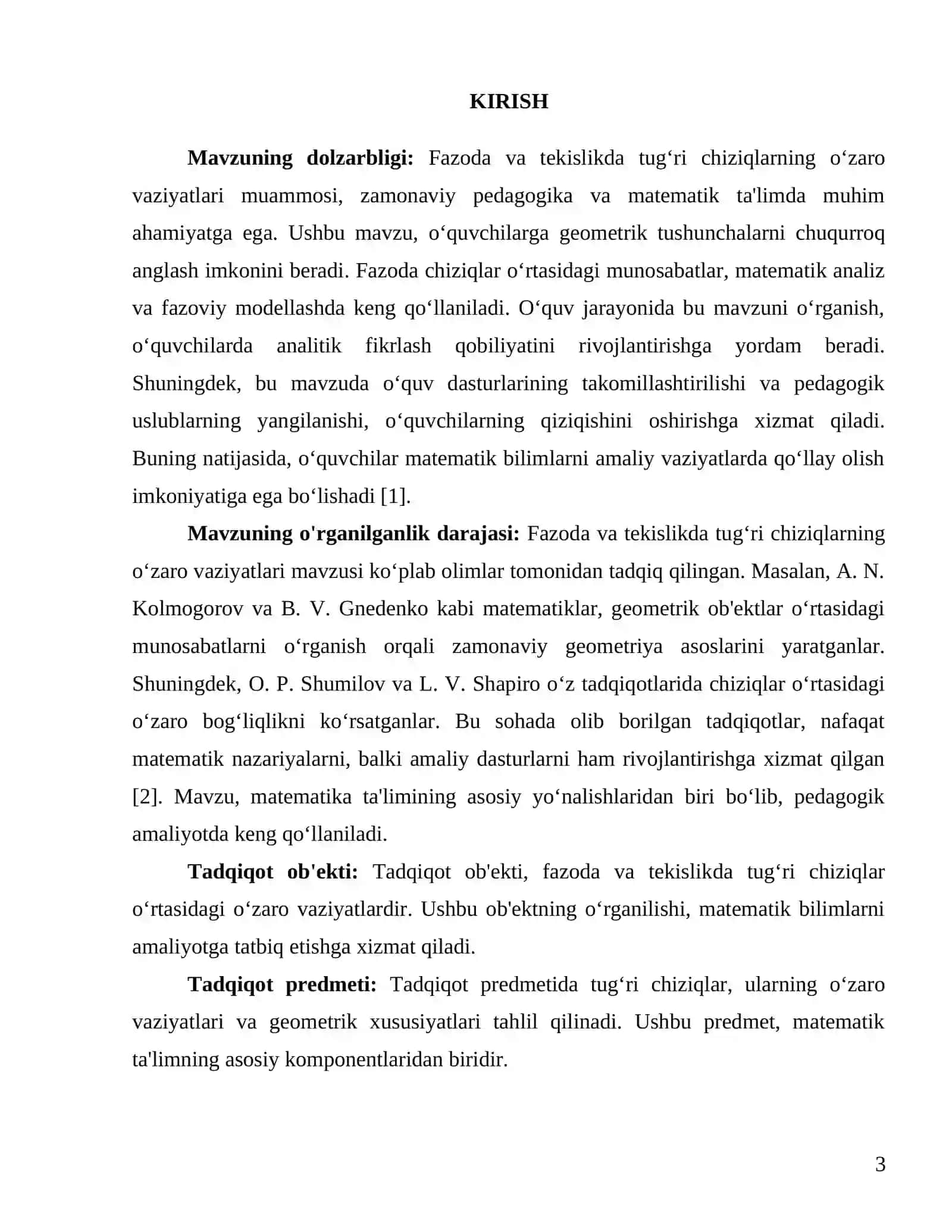 "Fazoda va tekislikda tug‘ri chiziqlarning o‘zaro vaziyatlari" 3