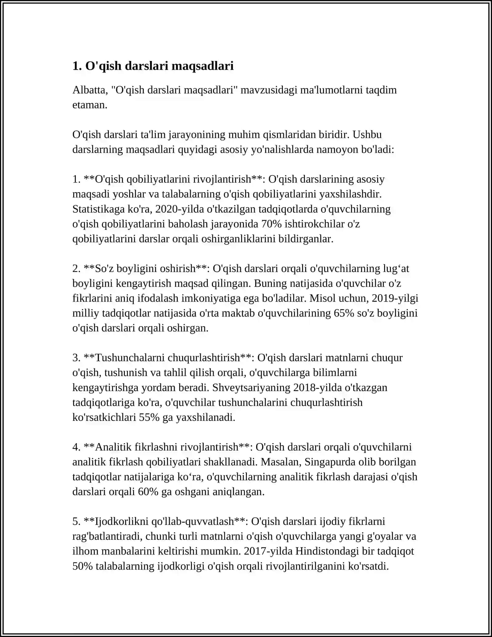 SINFDAN TASHQARI OʻQISH DARSLARI TAQVIM REJASINI TUZISH 3