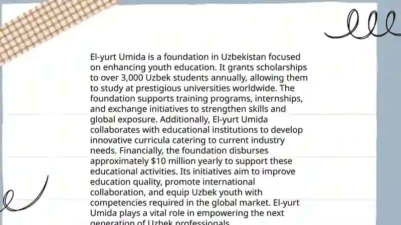 El-yurt umida jamg`armasining O`zbekiston yoshlarining hayotida tutgan o`rni 3