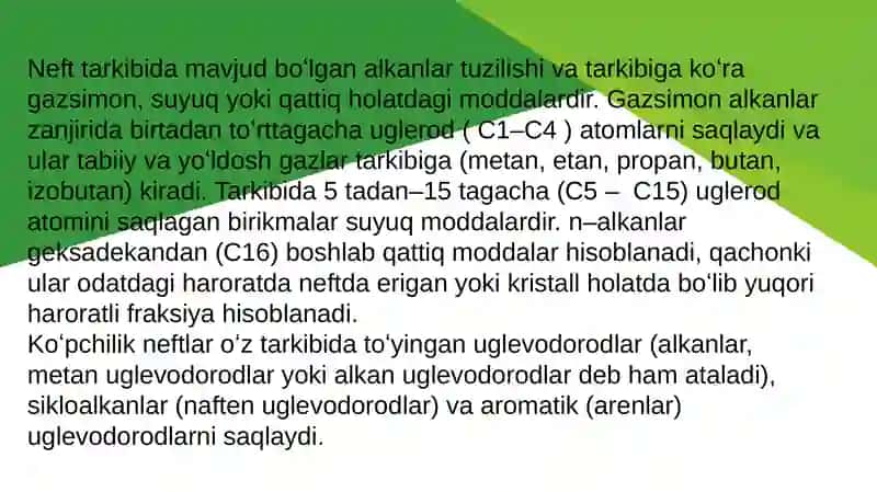 Neft tarkibidagi alkanlarni umumiy xossalari 3