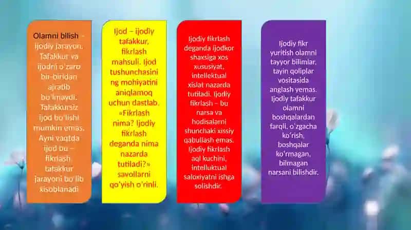 Pedagogik tadqiqotlarda ijodning namoyon bo'lishi 3