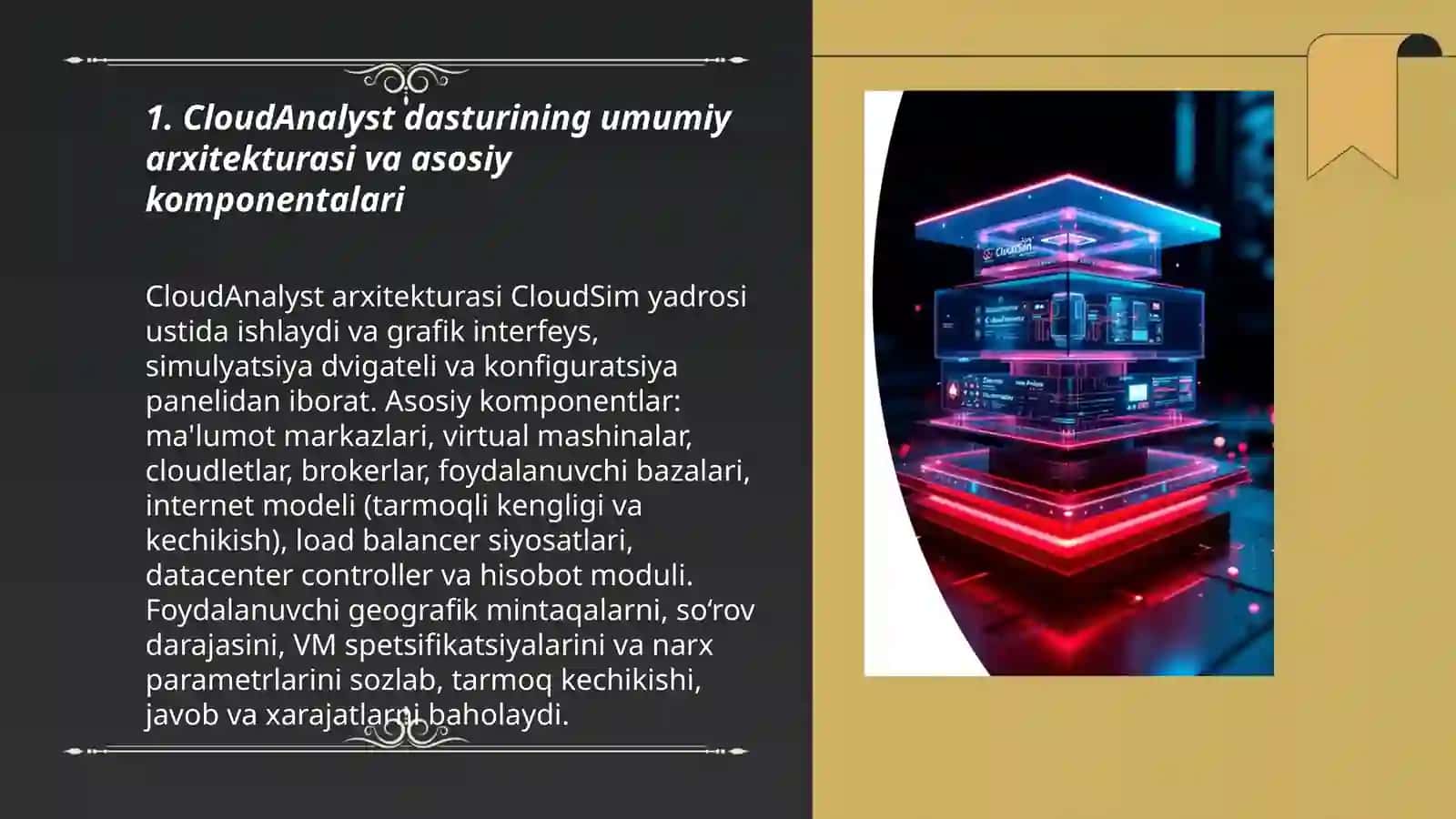 CloudAnalyst dasturi arxitekturasi va asosiy komponentalarini sozlash 3
