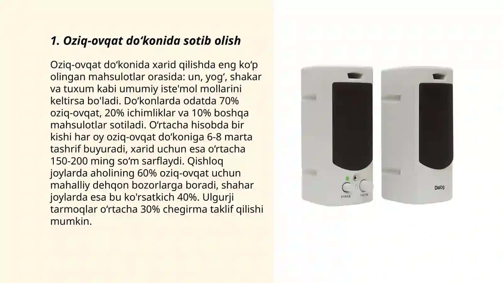 Oziq-ovqat do‘konida sotib olish 3