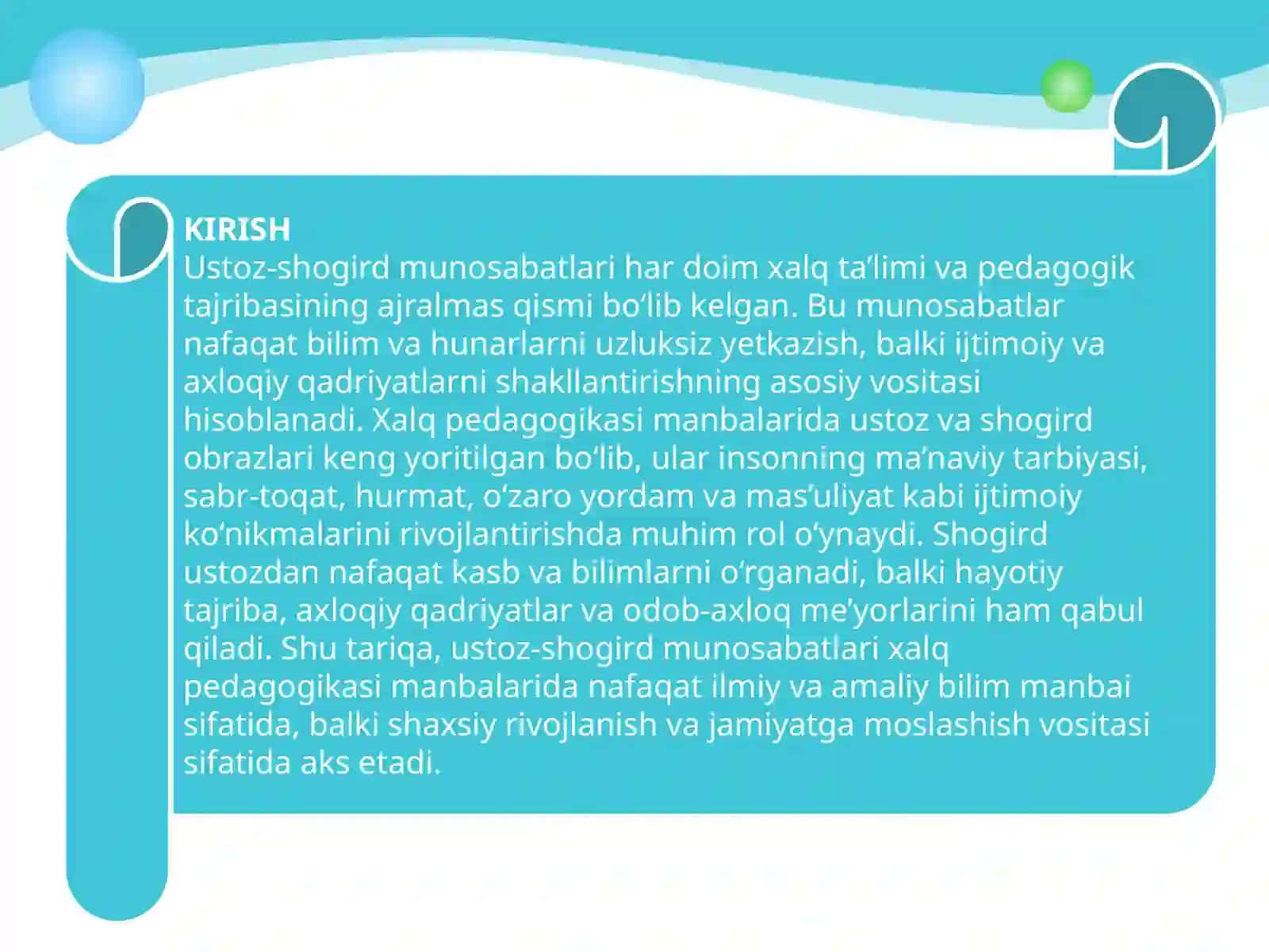 Ustoz-shogird munosabatlarining xalq pedagogikasi manbalarida aks etishi 3