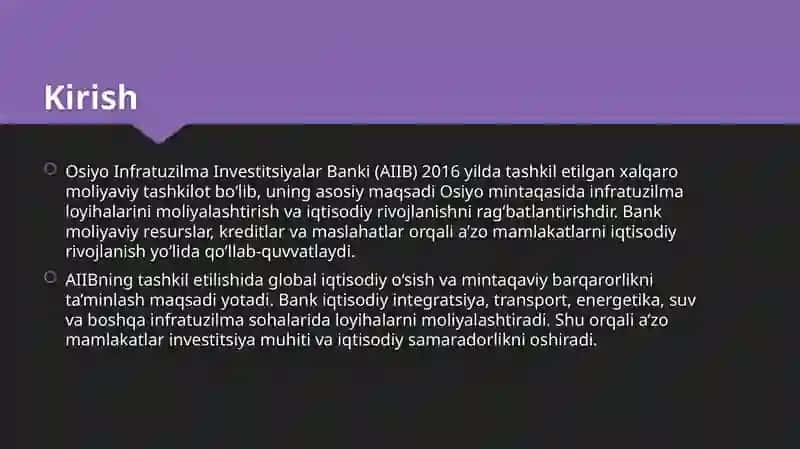 Osiyo Infratuzilma Investitsiyalar Banki 3