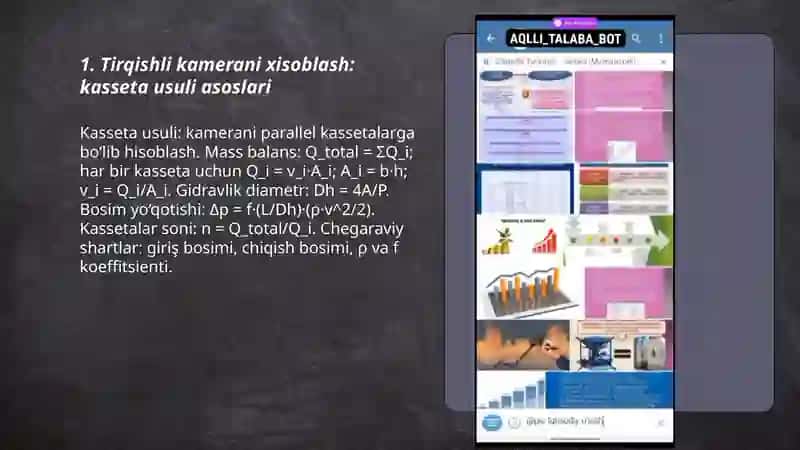 Tirqishli kamerani xisoblash kasseta usulini xisoblash 3