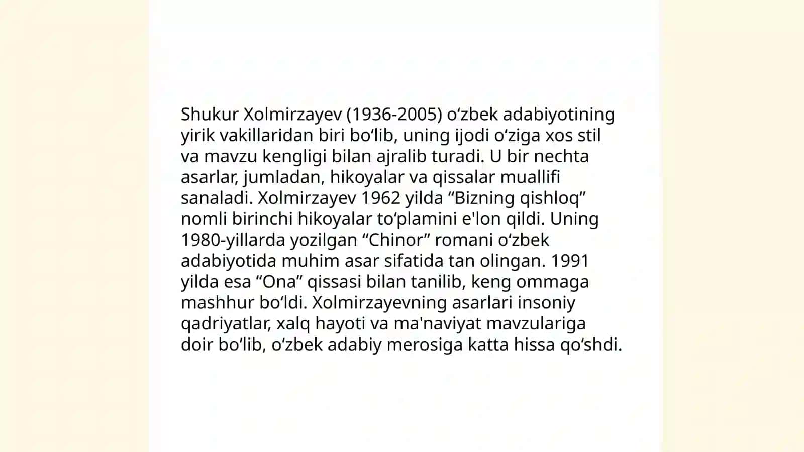 Shukur Xolmirzayevni,, Odam "hikoyasi"ning uslubiy tahlili 3