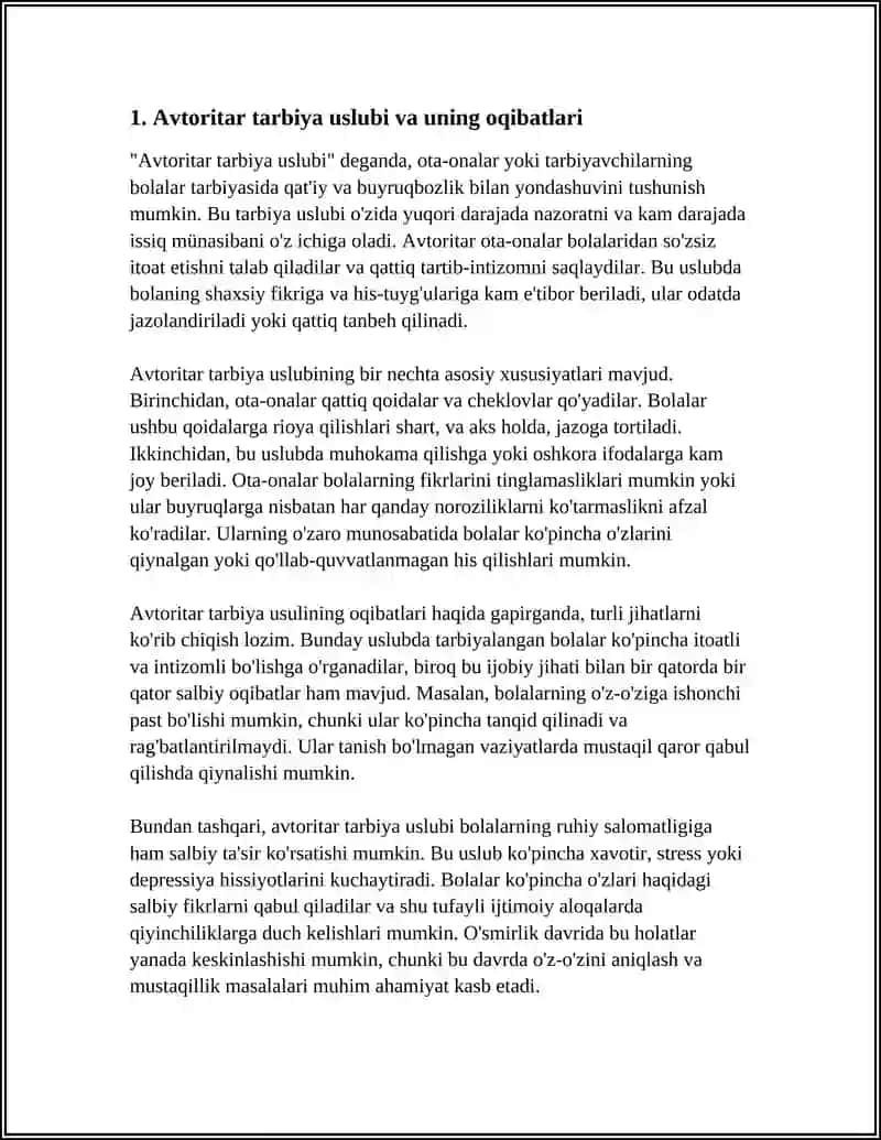 OILADA BOLA TARBIYASI TOIFALARI VA OQIBATLARI 3