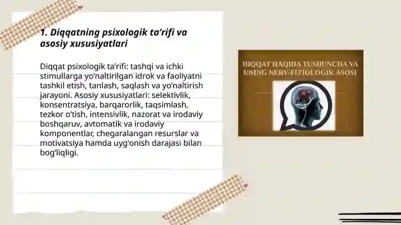 Diqqat haqida tushuncha va uning nerv-fiziologik asoslari 3