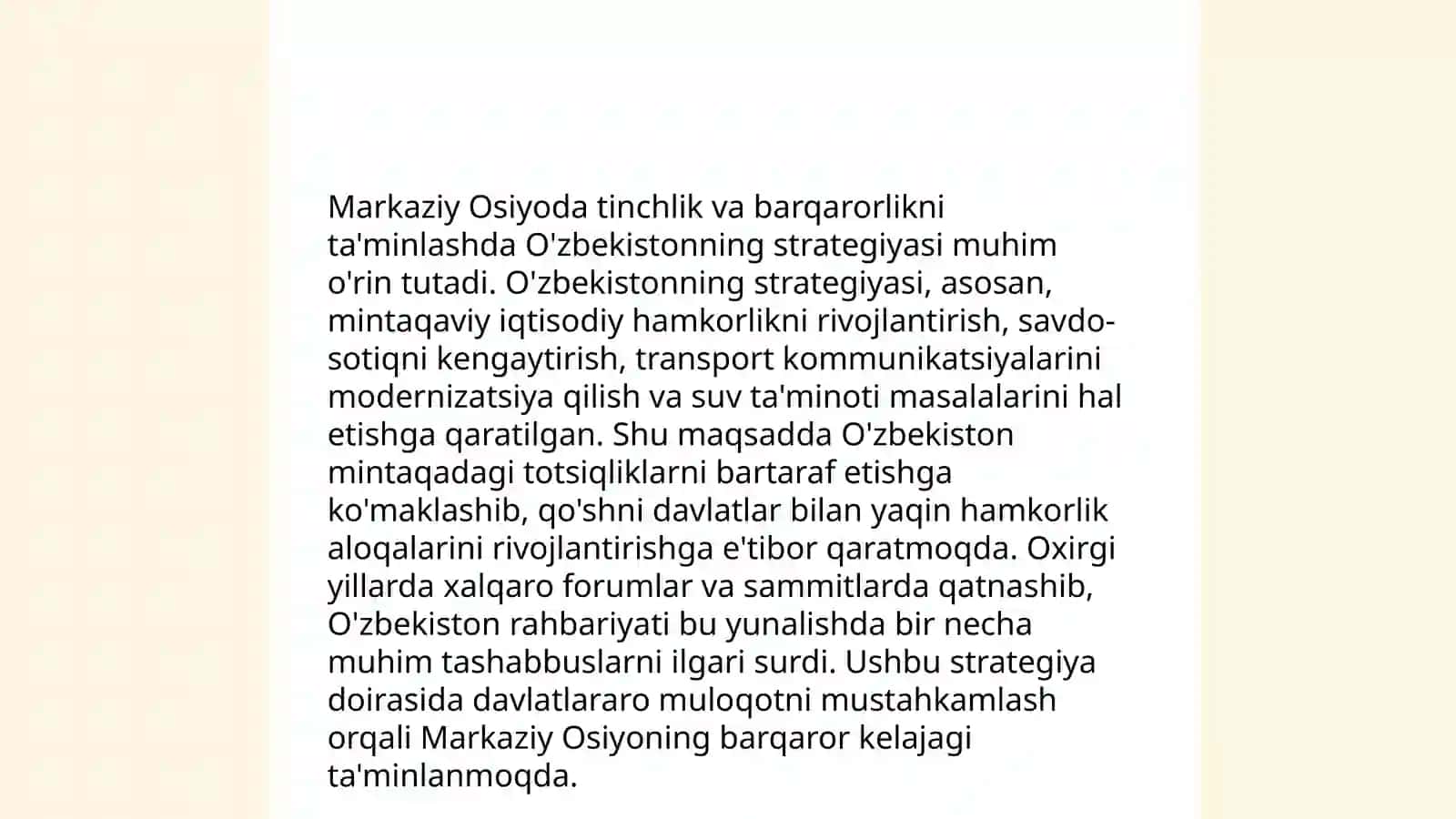 Markaziy Osiyoda tinchlik va barqarorlikni ta'minlashdagi o'rni 3