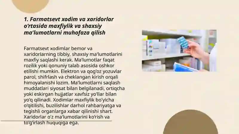 Farmatsevt xodimning dorixona xaridorlari bilan etik munosabatlari 3