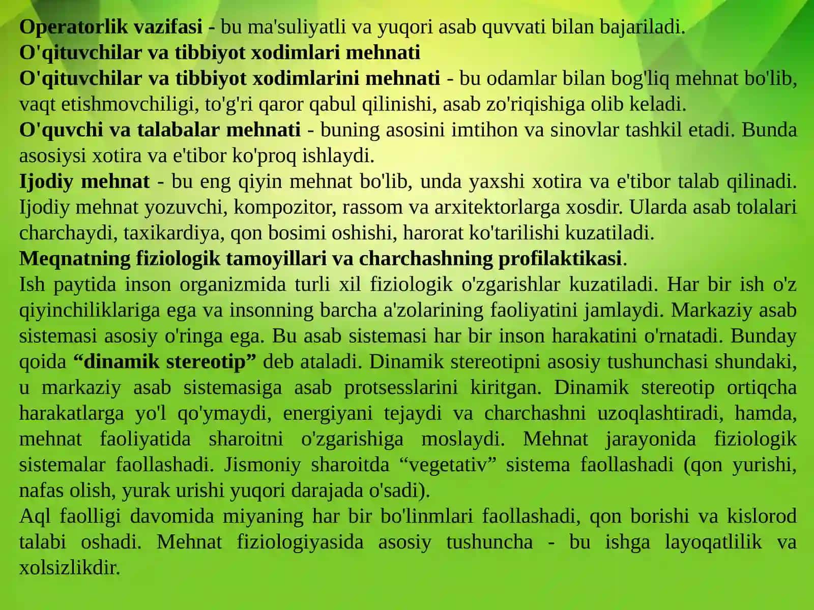 INSONFAOLIYATINING ASOSIY TURLARI. XAVFLI VA ZARARLI OMILLARNING INSON PSIXOLOGIYASIGA TA'SIRI, ULARNING TURLARI 3