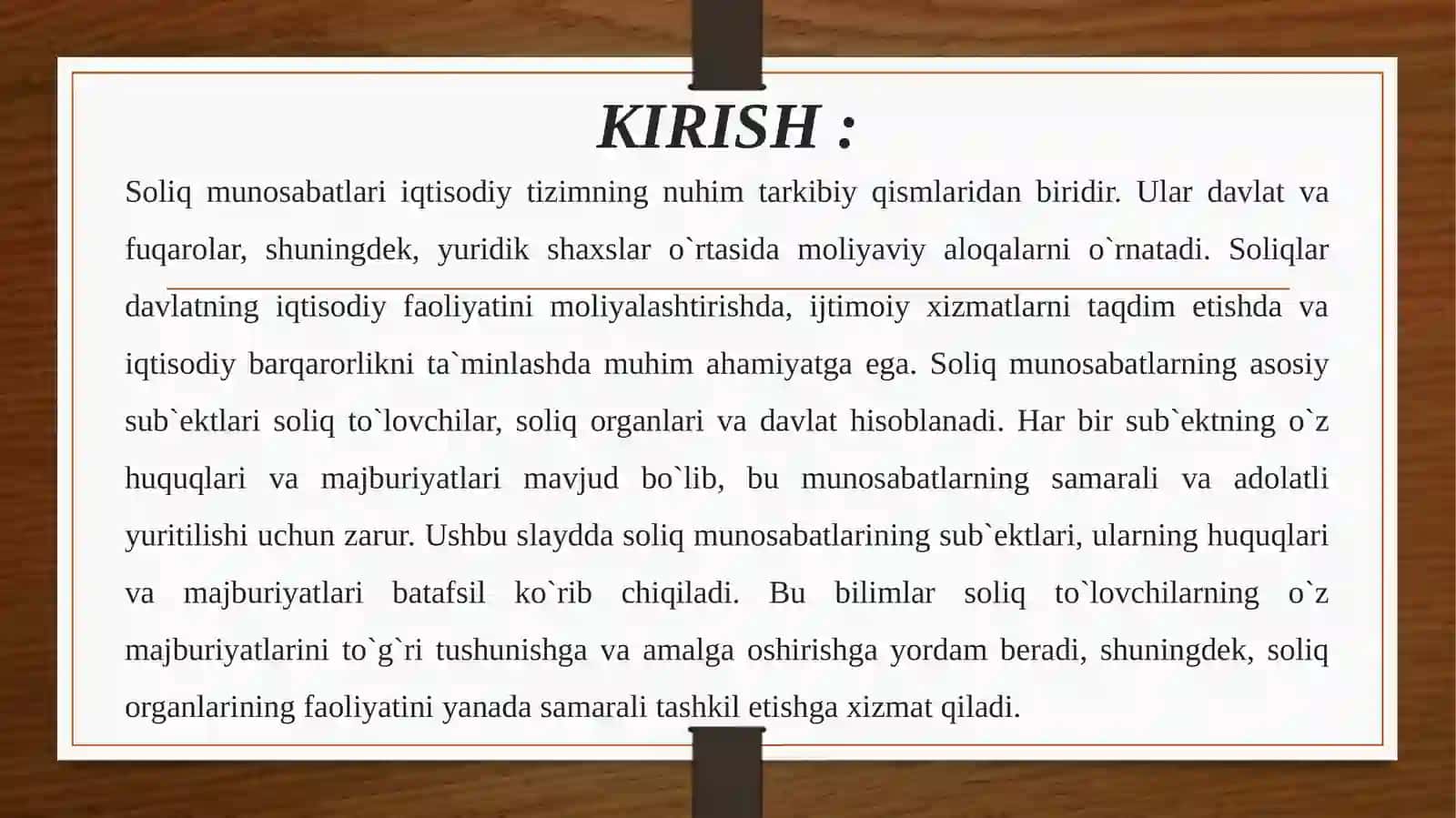 SOLIQ MUNOSABATLARINING SUB`EKTLARI,ULARNING HUQUQLARI VA MAJBURIYATLARI 3
