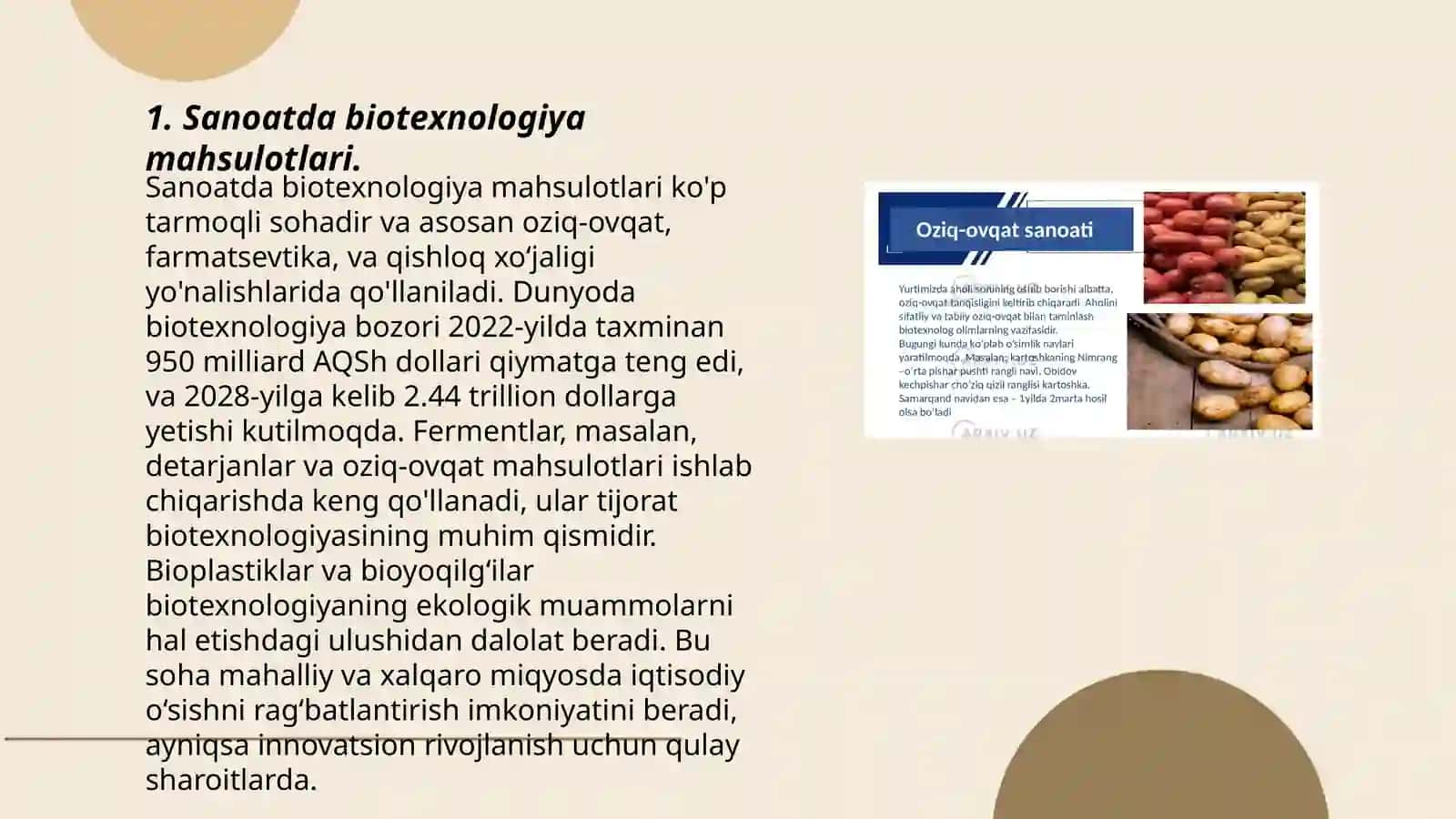 Sanoatda biotexnologiya mahsulotlari 3