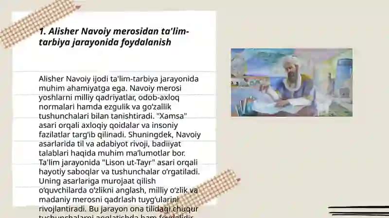 Alisher Navoiy merosidan ta'lim-tarbiya jarayonida foydalanish 3