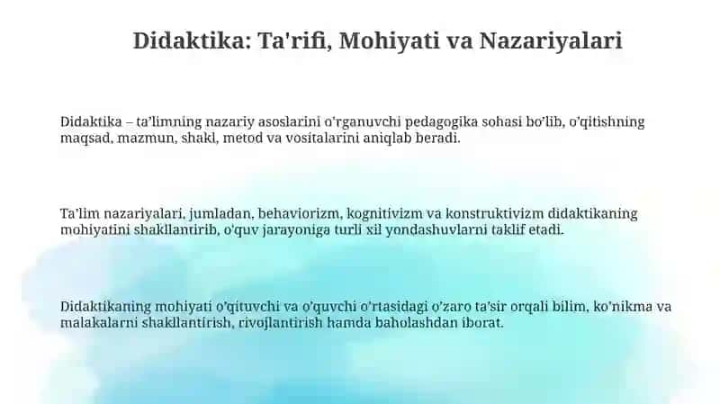Didaktika-ta'lim nazaryasi.Ta'lim metodlari 3