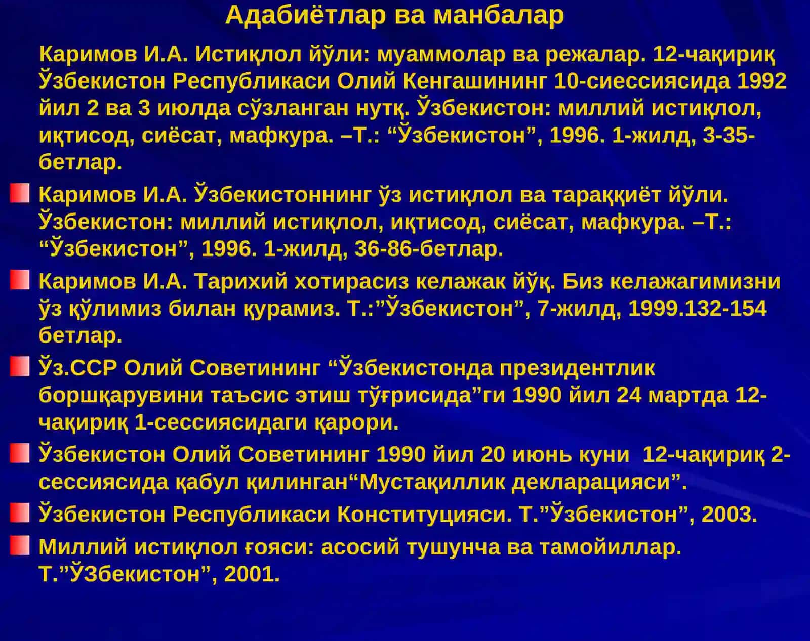 Мустақил Ўзбекистон давлатининг ташкил топиши 3