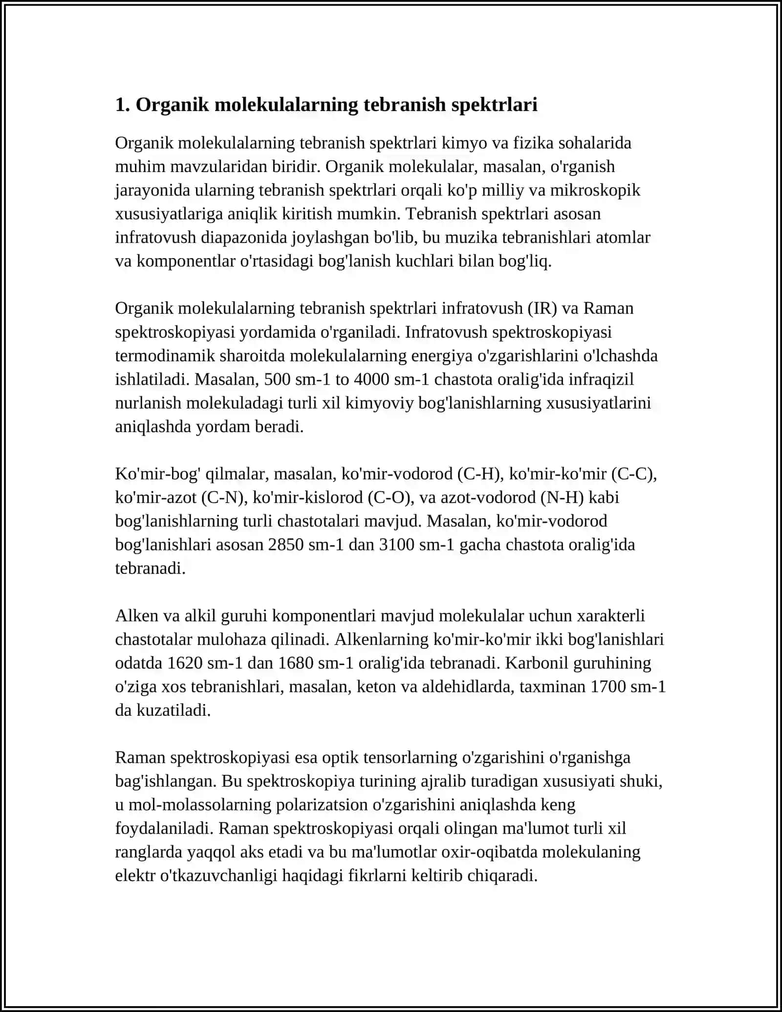 ORGANIK MOLEKULARINING TEBRANMA VA AYLANA SPEKTRLARI 3