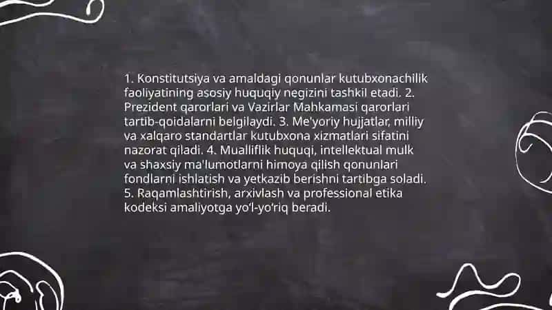 Kutubxonachilik - pedagogik faoliyatni normativ-huquqiy qo'llab quvvatlash 3