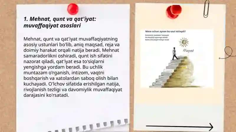 Mehnat, qunt va qat'iyat: muvaffaqiyat asoslari 3