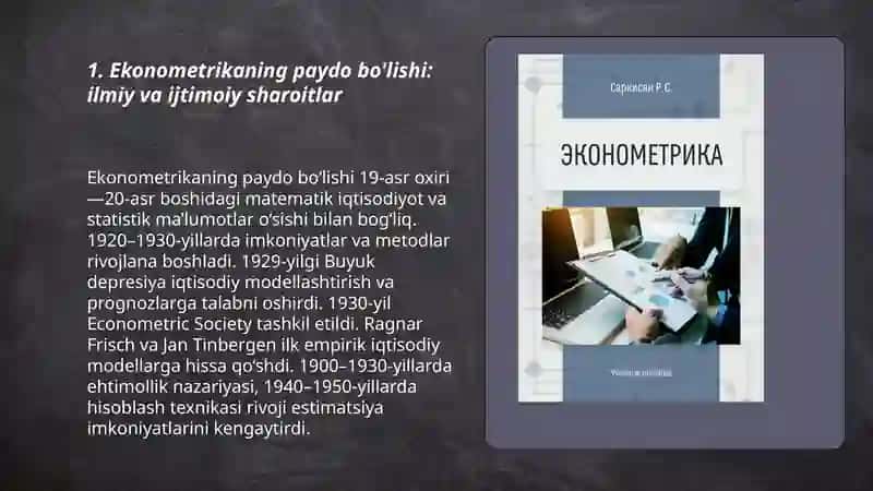 Ekonometrika fanining kelib chiqish tarixi va rivojlanish bosqichlari 3