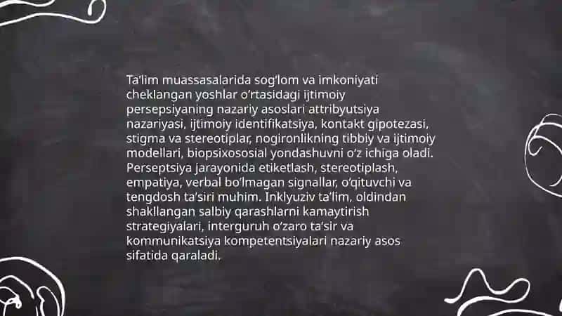 Taʼlim muassasalarida sogʻlom va imkoniyati cheklangan yoshlar oʻzora muloqotning ijtimoiy persepsiya 3