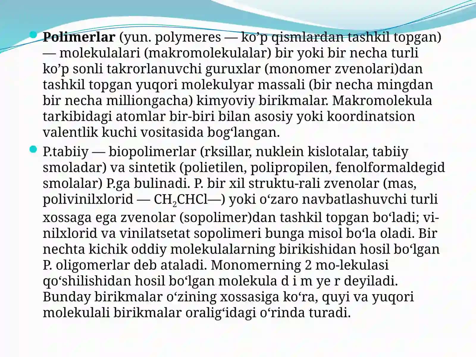“POLIMERFIZIKASIVAKIMYO” SIFANIDANSLAYDTO’PLAMI 3